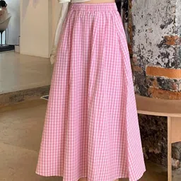 StyleCast Checked Flared Maxi Skirts image 2