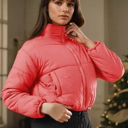 Kotty Women Stand Collar Solid Lightweight Puffer Jacket image 3