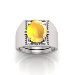 RRVGEM Unheated 6.00 Ratti Yellow Sapphire Ring Silver Plated Ring-picture-53