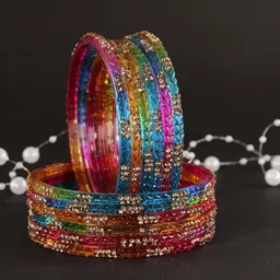 LAVAZZA Set Of 12 Cubic Zirconia-Studded Glass Bangles image 4