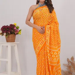 Shivanya Handicrafts Floral Pure Cotton Block Print Saree-image-60