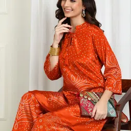 Sangria Bandhani Printed Tunic With Palazzos Co-Ords image 2