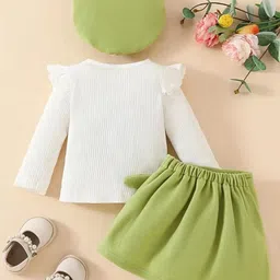 BR WORLD COLLECTION Girls Self Design Round Neck Top With Skirt image 2