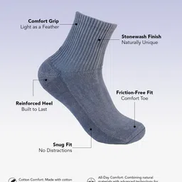 One8 Select Men Pack Of 3 Cotton Ankle-Length Stonewash Finish Socks image 3