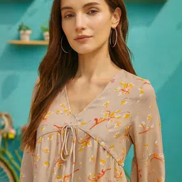 CORSICA Floral Print Flared Sleeve Georgette Top image 3