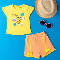 CERABI Girls Printed Short Sleeves Pure Cotton T-shirt With Shorts-picture-44