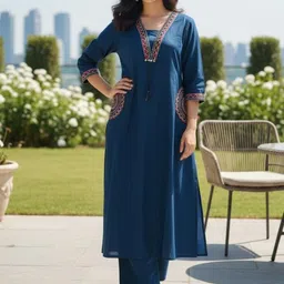 Vastranchal Women Regular Kurta with Trousers image 5