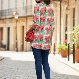 THE FAB FACTORY Floral Print Cotton Top image 3