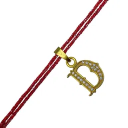 Digital Dress Room Gold Plated American Diamond Studded Thread Rakhi image 3