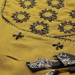 KALINI Ethnic Motifs Yoke Design Sequinned Cotton Anarkali Kurta image 5