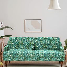 Chumbak Nawab Couch Tropical Ikkat Green & White Three Seater Inflatable Sofa and Bed-picture-46