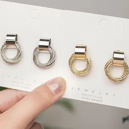 Shivarth Set of 2 Gold-Plated & Multi Metal Earrings-image-50