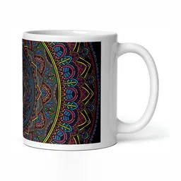 Mr UVD White & Black Floral Printed Ceramic Matte Mug - 350 ml image 2