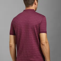 Louis Philippe Men Striped Polo Collar Cotton T-shirt image 2