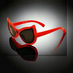 SPADEACES Unisex Kids Black Lens & Red Rectangle Sunglasses with image 5