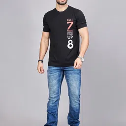 BE POSITIVE Men Typography Printed T-shirt image 2