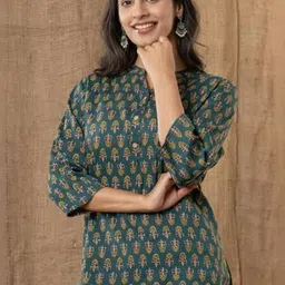 KALINI Floral Printed Mandarin Collar Top-picture-20