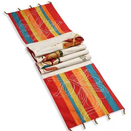 Revive Home White & Red Embroidered Table Runner image 2