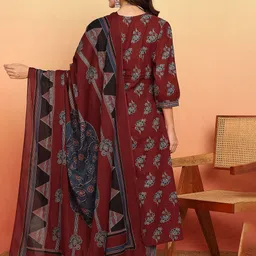 GULMEHAK Women Ethnic Motifs Printed Pure Cotton Kurta with Trousers & Dupatta image 5