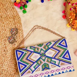 BohoGirl Women Embellished Geometric Embroidered Navratri Sling Bag-picture-13