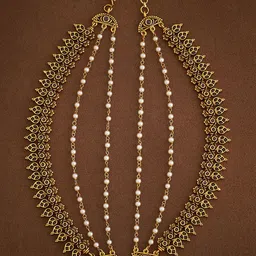 Kushal's Fashion Jewellery Gold-Plated Stone-Studded & Pearl-Beaded Matil-picture-18