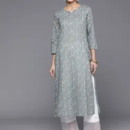 KSUT Abstract Printed Cotton Round Neck Pastels Straight Kurta-picture-17
