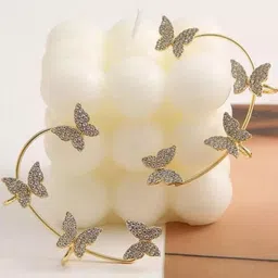 Zaphariq Silver Plated Cubic Zirconia Studded Butterfly Shaped Korean Ear Cuffs-image-51