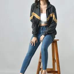 BAESD Women Colourblocked Fleece Lightweight Open Front Jacket image 3