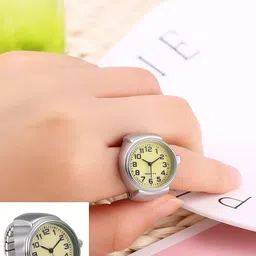 Uniqon Silver-Plated Adjustable Analog Ring Watch-picture-37