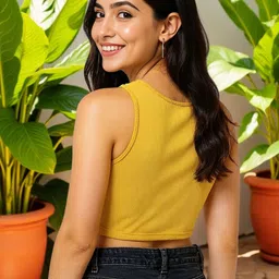 KYVO Women One Shoulder Cut Out Fitted Crop Top image 2