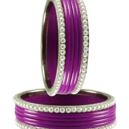 Vidhya Kangan Set Of 12 Moti Stud Acrylic-Brass Bangle image 2