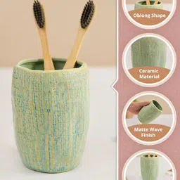 MARKET99 Unisex Textured Ceramic Soap Dispenser Tooth Brush Holder Bathroom Accessories image 3