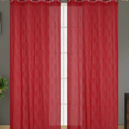 Galaxy Home Decor Maroon Set of 2 Sheer Long Door Curtain-picture-18