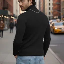 Genzy Self Design Turtle Neck Slim Fit T-shirt image 2