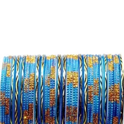 LLL FASHION Set Of 10 Silver Glass Artificial Stones & Beads Bangle-picture-31