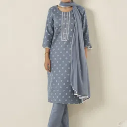 anouk rustic Anouk Women Floral Printed Regular Thread Work Kurta with Trousers & With Dupatta-picture-10