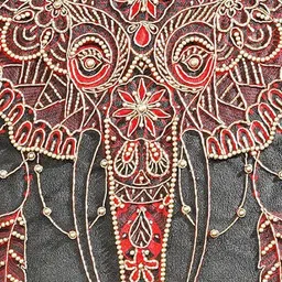 Mid July Home Black & Red Set of 5 Ethnic Motifs Velvet Square Cushion Covers image 3