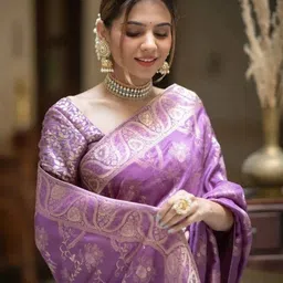 zinzraa Woven Design Zari Pure Silk Kanjeevaram Saree image 5