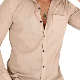 KHUSHI CREATION Men Original Slim Fit Textured Spread Collar Casual Shirt image 5