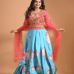 Morchari Embroidered Semi-Stitched Lehenga & Unstitched Blouse With Dupatta-picture-4
