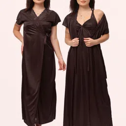 NIGHT KEYS  Women Everyday Set Of 6 Sweat Nightdress with Robe-picture-19