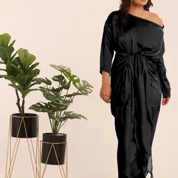THE BLESSED WARDROBE Women Off-Shoulder Gathered Fit & Flare Maxi Dress-picture-34