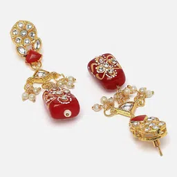 Anouk Maroon Gold Plated Kundan Studded & Beaded Jewellery Set image 5