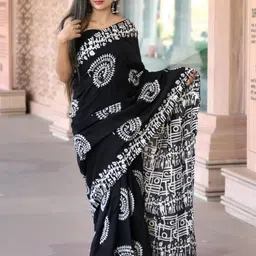 Pinkcity Trade World Black Pure Cotton Ikat Sarees-picture-23