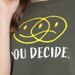 DEEPMAYRA COLLECTION Women Typography Printed Cotton Crop Tshirt image 4