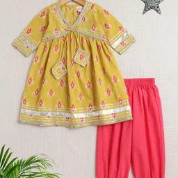 The Magic Wand Girls Floral Printed Regular Gotta Patti Pure Cotton Kurti with Salwar-picture-23