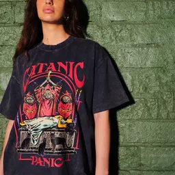 Bonkers Corner Women Oversized Printed T-shirt-image-40