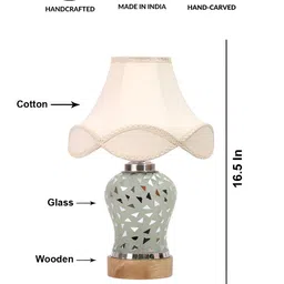 Aura Off White Frustum Shaped Wooden Table Lamp image 4