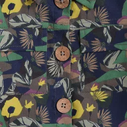 taffykids Girls Floral Cotton Crop Open Front Jacket image 2