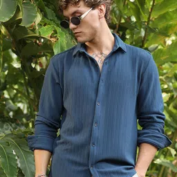 Campus Sutra Men Comfort Fit Textured Spread Collar Casual Shirt-picture-20